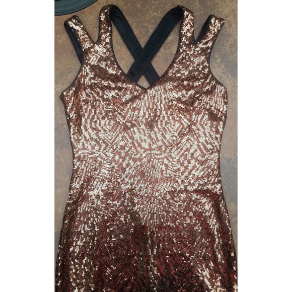 2xHP - bebe Bronze Sequin Mini Dress - Picture 3 of 8